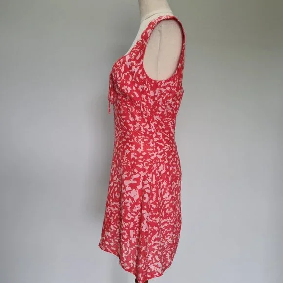 Kookai Rio Pink Sleeveless Abstract Print Drawstring Mini Dress Size 36 - Picture 3 of 8